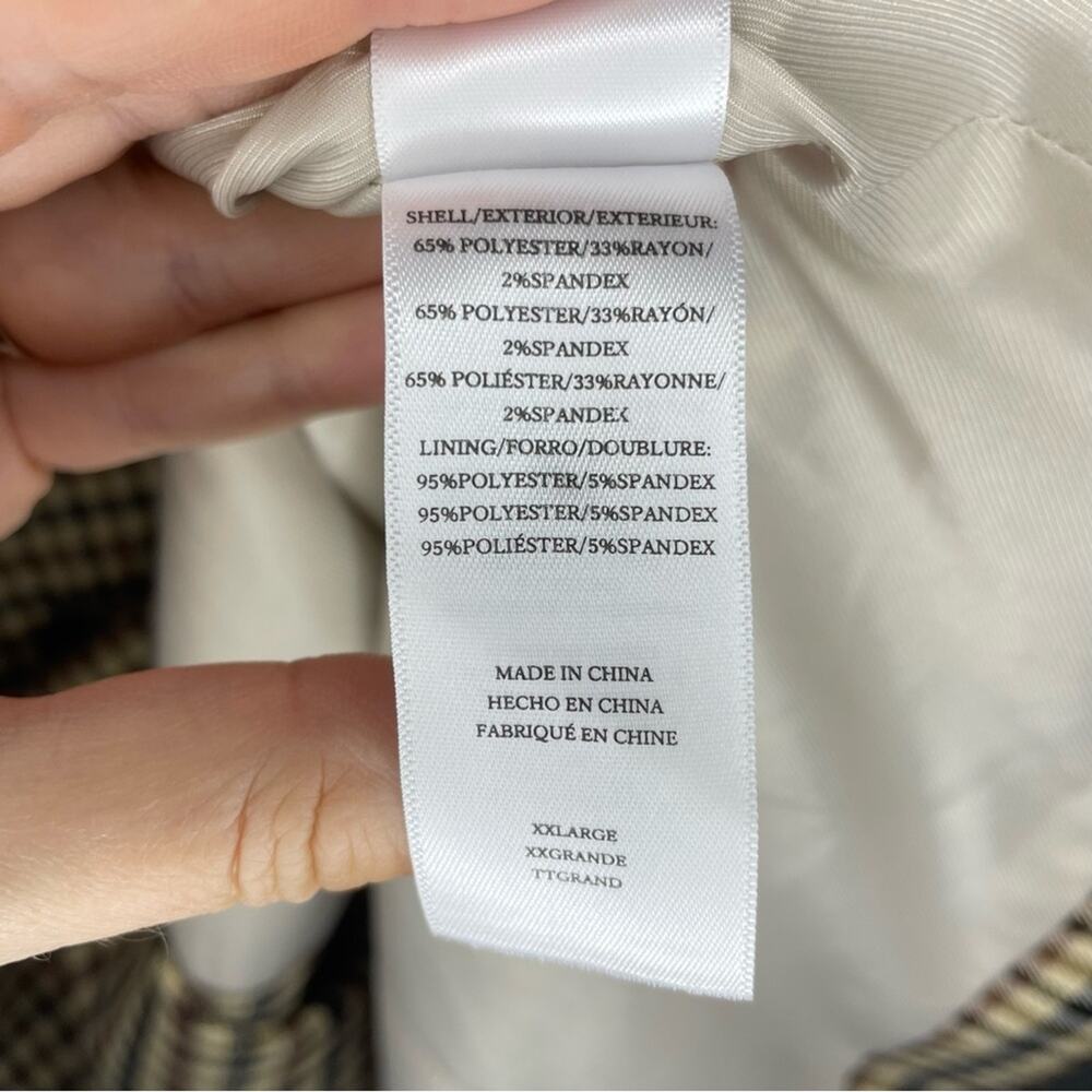 NWOT Rails Chelsea Double Breasted Blazer in Cafe Check Size XXL - Picture 8 of 10